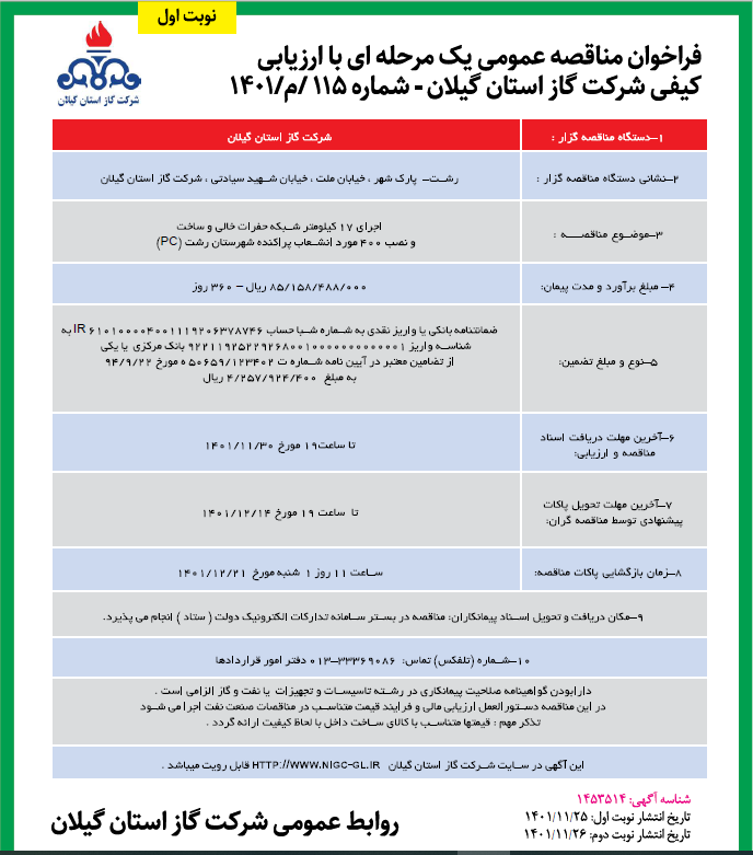 اجرای 17 کیلومتر شبکه حفرات خالی و ساخت و نصب 400 مورد انشعاب پراکنده شهرستان رشت - 26 بهمن 1401